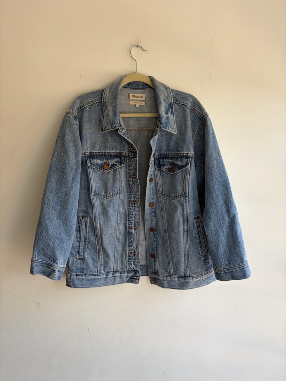 MADEWELL The Oversized Trucker Jean Jacket in Kelson Wash Size Large - Picture 6 of 8